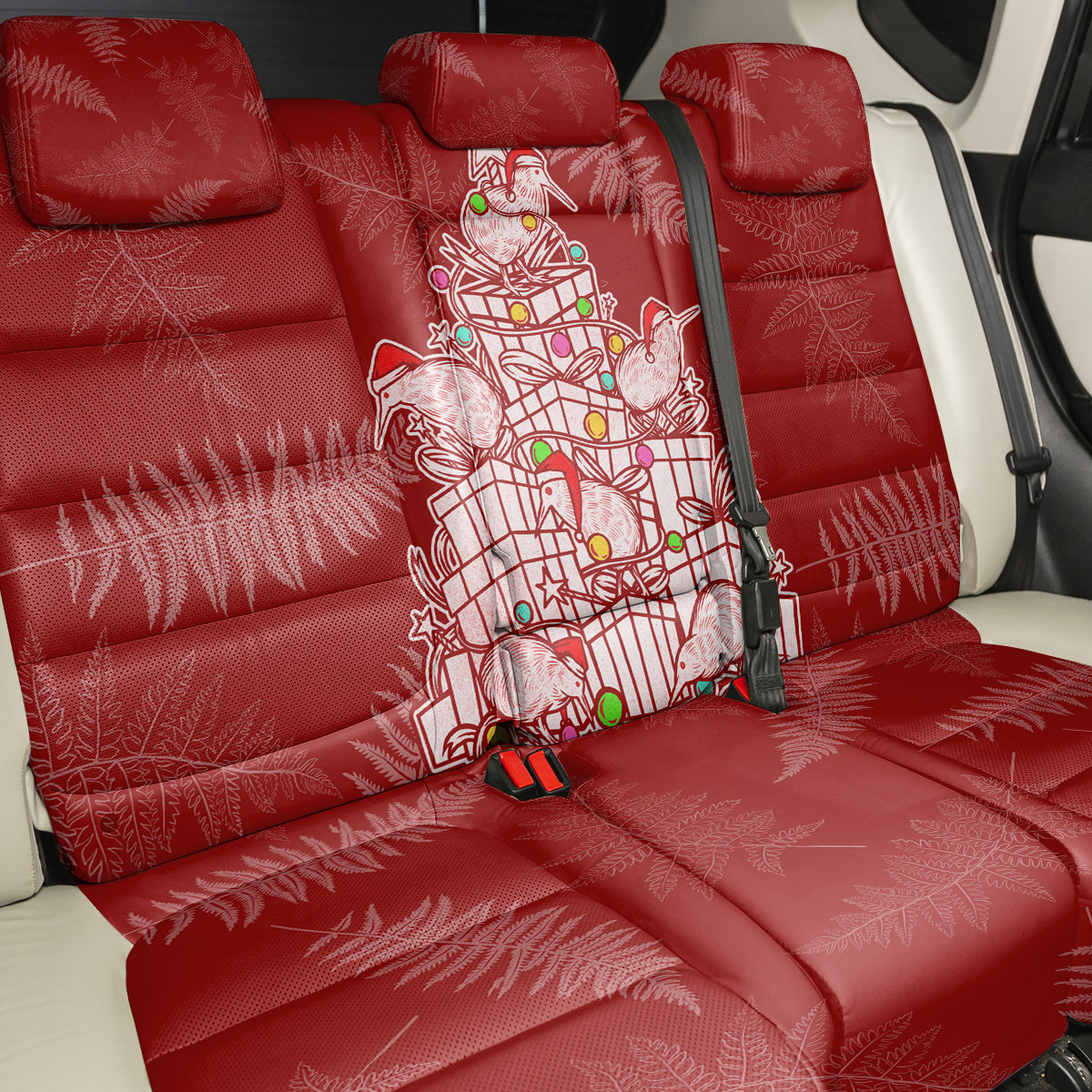 New Zealand Christmas Back Car Seat Cover Silver Fern Mix Kiwi Bird Ver02 LT7 - Polynesian Pride
