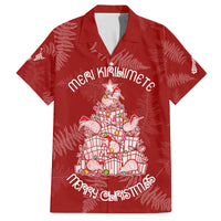 New Zealand Christmas Family Matching Off Shoulder Short Dress and Hawaiian Shirt Silver Fern Mix Kiwi Bird Ver02 LT7 Dad's Shirt - Short Sleeve Red - Polynesian Pride