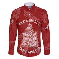 New Zealand Christmas Family Matching Off Shoulder Short Dress and Hawaiian Shirt Silver Fern Mix Kiwi Bird Ver02 LT7 Dad's Shirt - Long Sleeve Red - Polynesian Pride