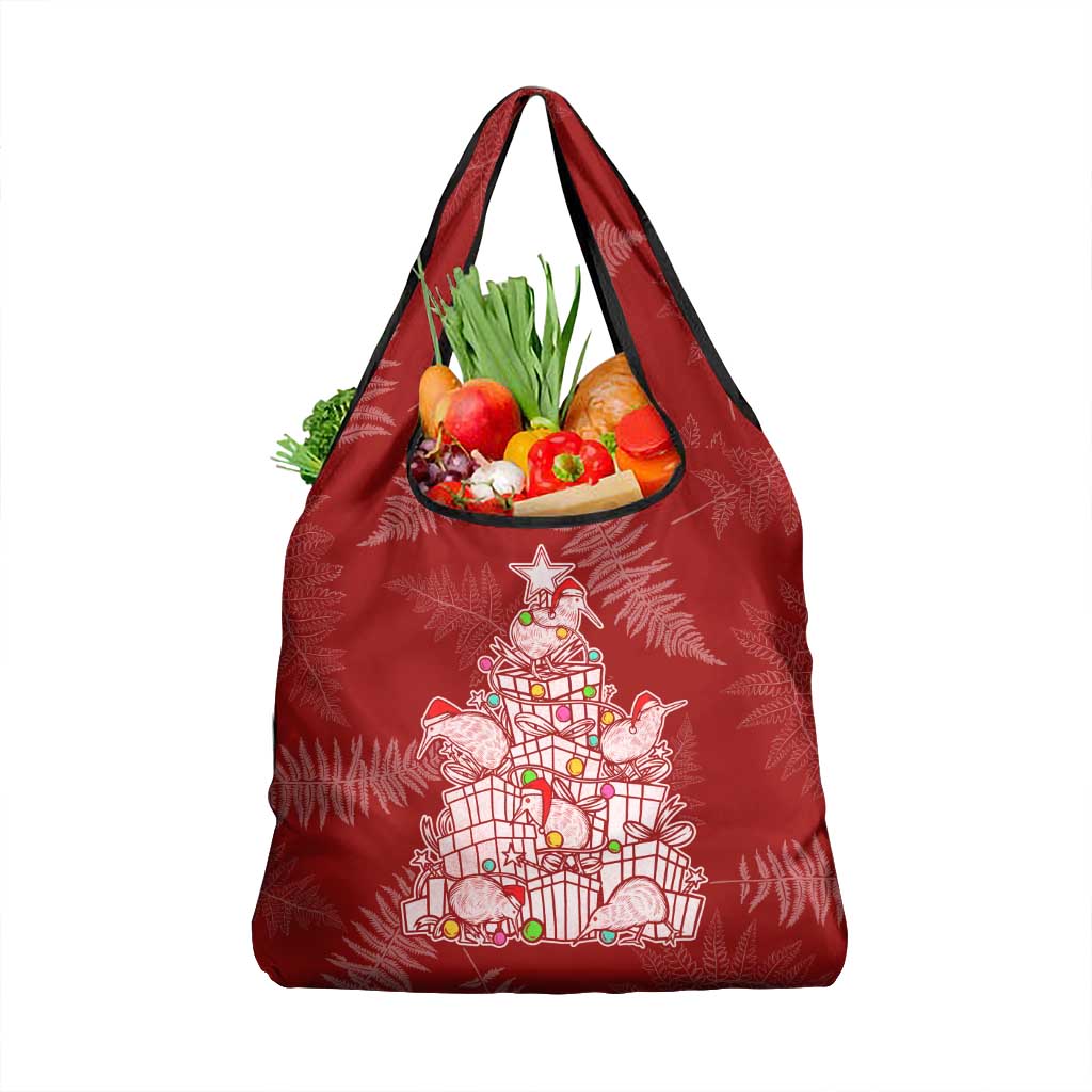 New Zealand Christmas Grocery Bag Silver Fern Mix Kiwi Bird Ver02 LT7 1-pack One Size Red - Polynesian Pride