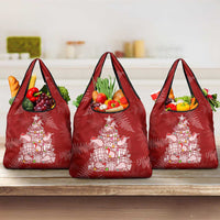 New Zealand Christmas Grocery Bag Silver Fern Mix Kiwi Bird Ver02 LT7 3-pack One Size Red - Polynesian Pride