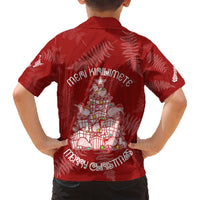 New Zealand Christmas Kid Hawaiian Shirt Silver Fern Mix Kiwi Bird Ver02 LT7 - Polynesian Pride