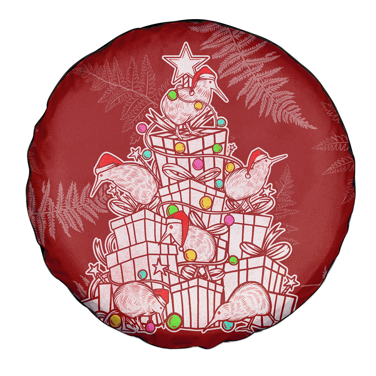 New Zealand Christmas Spare Tire Cover Silver Fern Mix Kiwi Bird Ver02 LT7 - Polynesian Pride