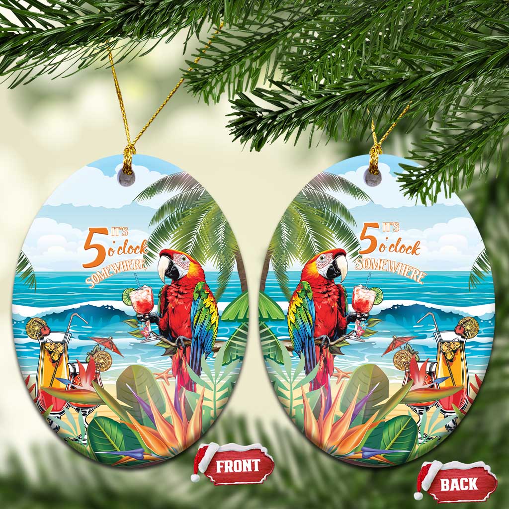 Aloha Hawaii Christmas Ceramic Ornament It's 5 o'clock Somewhere