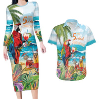 Aloha Hawaii Christmas Couples Matching Long Sleeve Bodycon Dress and Hawaiian Shirt It's 5 o'clock Somewhere LT7 Colorful - Polynesian Pride
