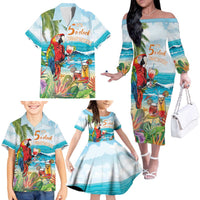 Aloha Hawaii Christmas Family Matching Off The Shoulder Long Sleeve Dress and Hawaiian Shirt It's 5 o'clock Somewhere LT7 - Polynesian Pride