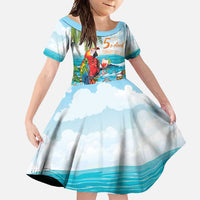 Aloha Hawaii Christmas Family Matching Off Shoulder Maxi Dress and Hawaiian Shirt It's 5 o'clock Somewhere LT7 Daughter's Dress Colorful - Polynesian Pride