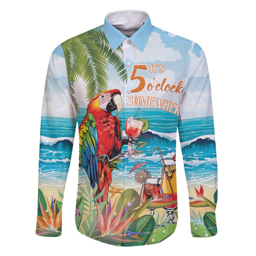 Aloha Hawaii Christmas Family Matching Off Shoulder Maxi Dress and Hawaiian Shirt It's 5 o'clock Somewhere LT7 Dad's Shirt - Long Sleeve Colorful - Polynesian Pride