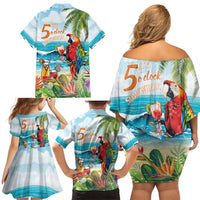 Aloha Hawaii Christmas Family Matching Off Shoulder Short Dress and Hawaiian Shirt It's 5 o'clock Somewhere LT7 - Polynesian Pride