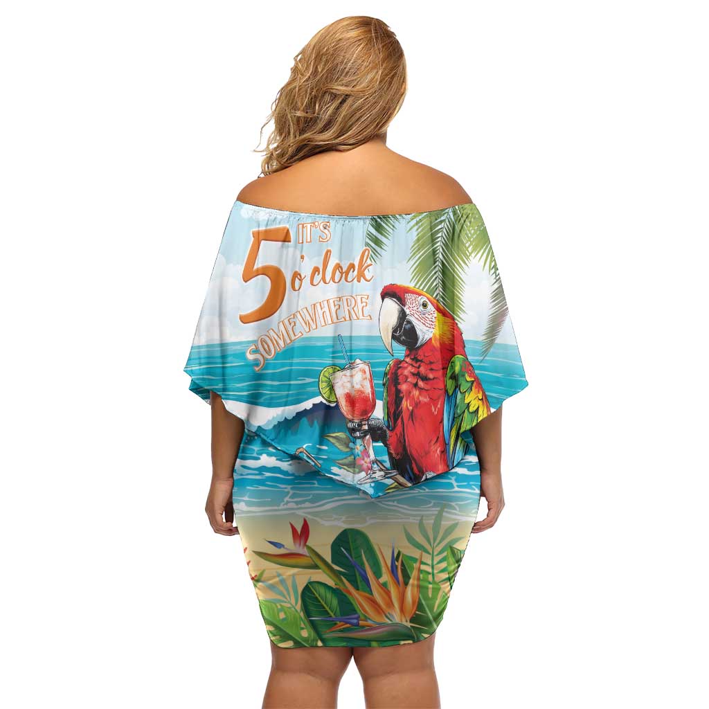 Aloha Hawaii Christmas Family Matching Off Shoulder Short Dress and Hawaiian Shirt It's 5 o'clock Somewhere LT7 - Polynesian Pride
