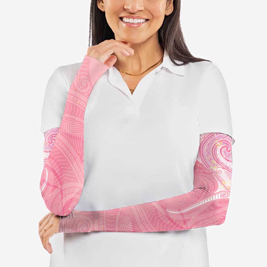 Breast Cancer Awareness Maori Aotearoa Arm Sleeves Manta Ray - Pink Glaze - Polynesian Pride