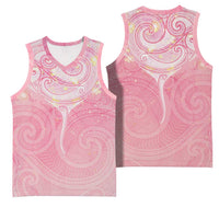 Breast Cancer Awareness Maori Aotearoa Basketball Jersey Manta Ray - Pink Glaze LT7 - Polynesian Pride
