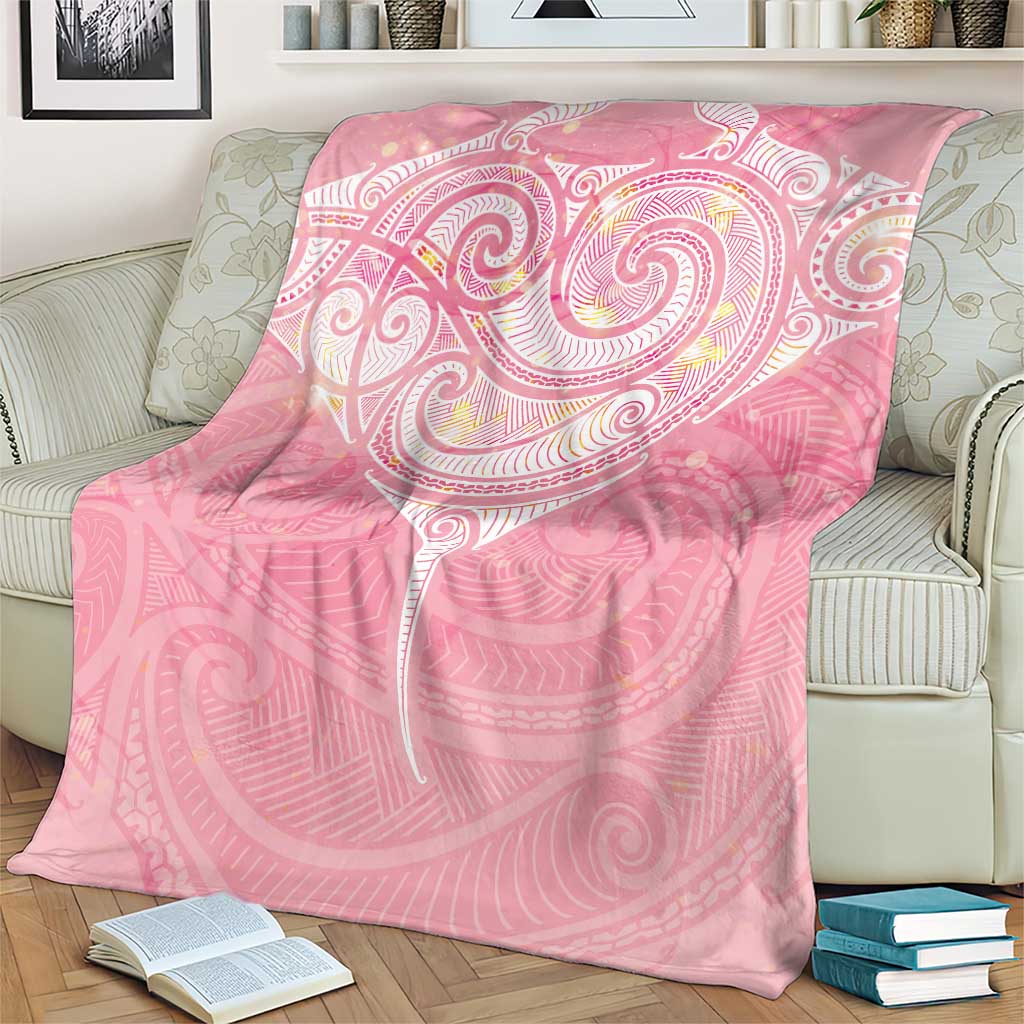 Breast Cancer Awareness Maori Aotearoa Blanket Manta Ray - Pink Glaze - Polynesian Pride