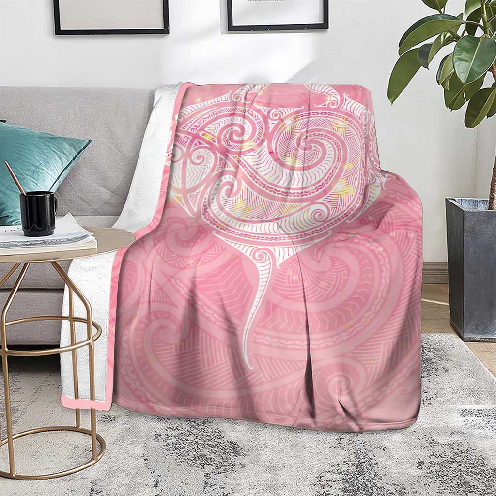Breast Cancer Awareness Maori Aotearoa Blanket Manta Ray - Pink Glaze - Polynesian Pride
