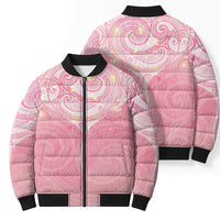 Breast Cancer Awareness Maori Aotearoa Bomber Puffer Jacket Manta Ray - Pink Glaze LT7 - Polynesian Pride