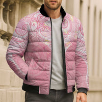 Breast Cancer Awareness Maori Aotearoa Bomber Puffer Jacket Manta Ray - Pink Glaze LT7 - Polynesian Pride