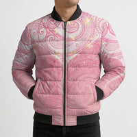 Breast Cancer Awareness Maori Aotearoa Bomber Puffer Jacket Manta Ray - Pink Glaze LT7 - Polynesian Pride