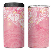 Breast Cancer Awareness Maori Aotearoa 4 in 1 Can Cooler Tumbler Manta Ray - Pink Glaze LT7 One Size: 16 oz Pink - Polynesian Pride