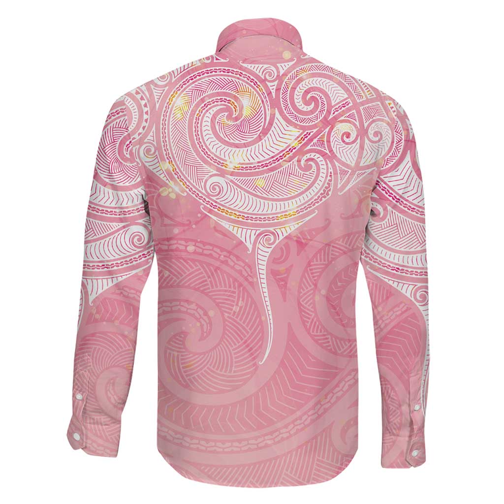 Breast Cancer Awareness Maori Aotearoa Family Matching Mermaid Dress and Hawaiian Shirt Manta Ray - Pink Glaze LT7 - Polynesian Pride