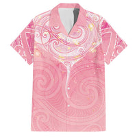 Breast Cancer Awareness Maori Aotearoa Family Matching Off Shoulder Short Dress and Hawaiian Shirt Manta Ray - Pink Glaze LT7 Dad's Shirt - Short Sleeve Pink - Polynesian Pride