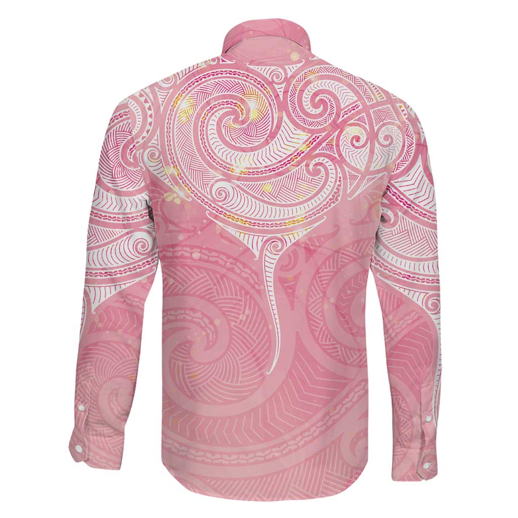 Breast Cancer Awareness Maori Aotearoa Family Matching Tank Maxi Dress and Hawaiian Shirt Manta Ray - Pink Glaze LT7 - Polynesian Pride
