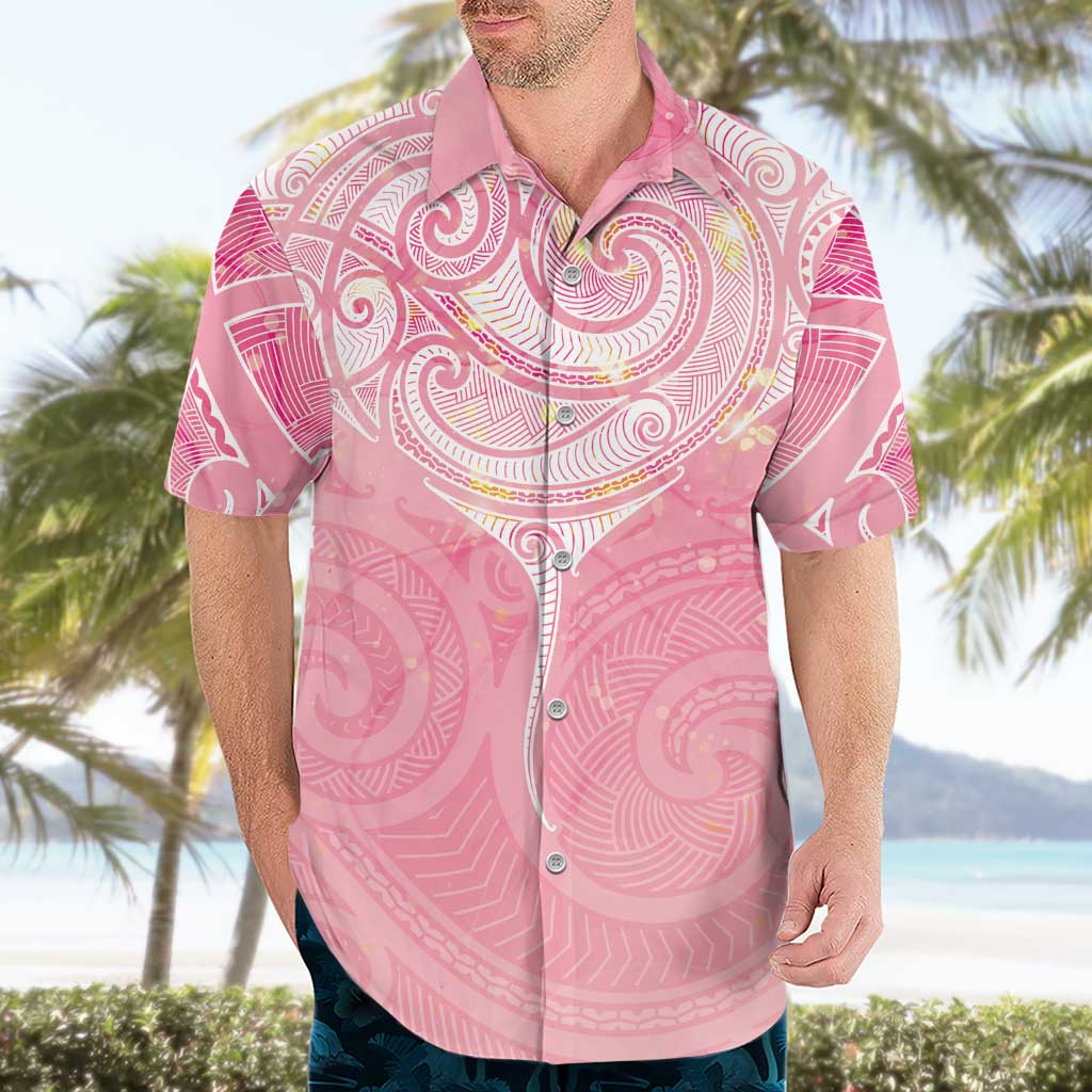 Breast Cancer Awareness Maori Aotearoa Hawaiian Shirt Manta Ray - Pink Glaze LT7 - Polynesian Pride