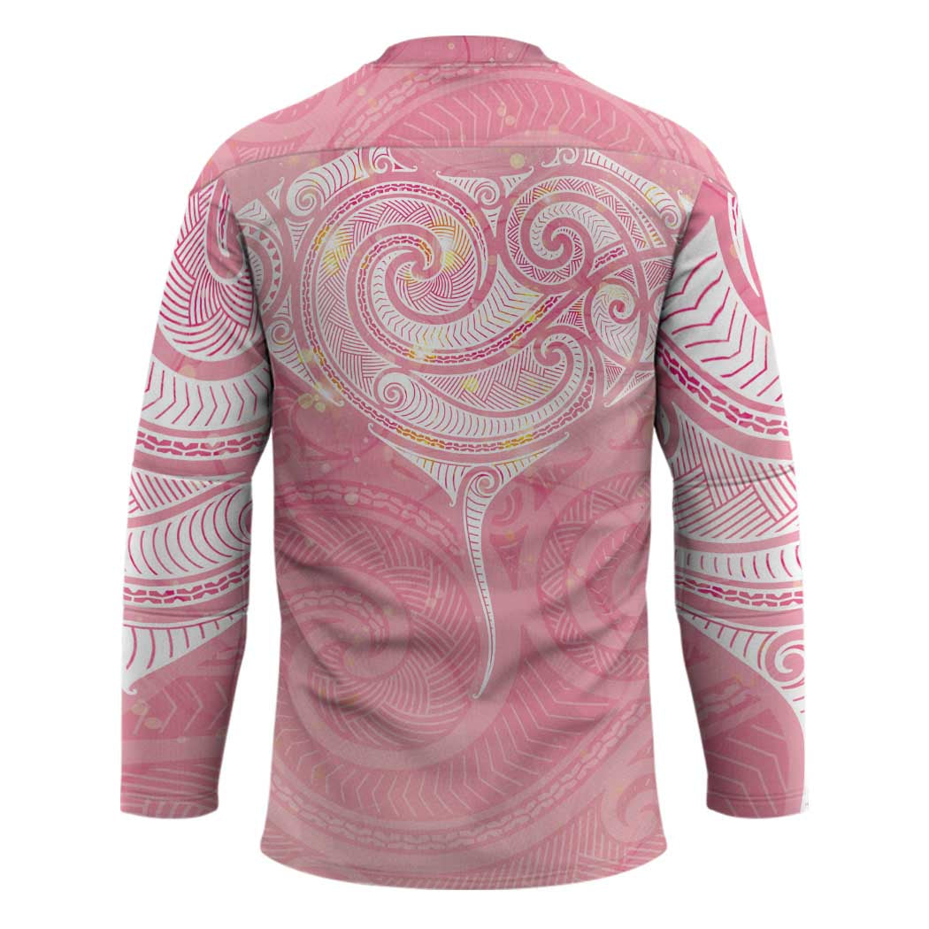 Breast Cancer Awareness Maori Aotearoa Hockey Jersey Manta Ray - Pink Glaze LT7 - Polynesian Pride