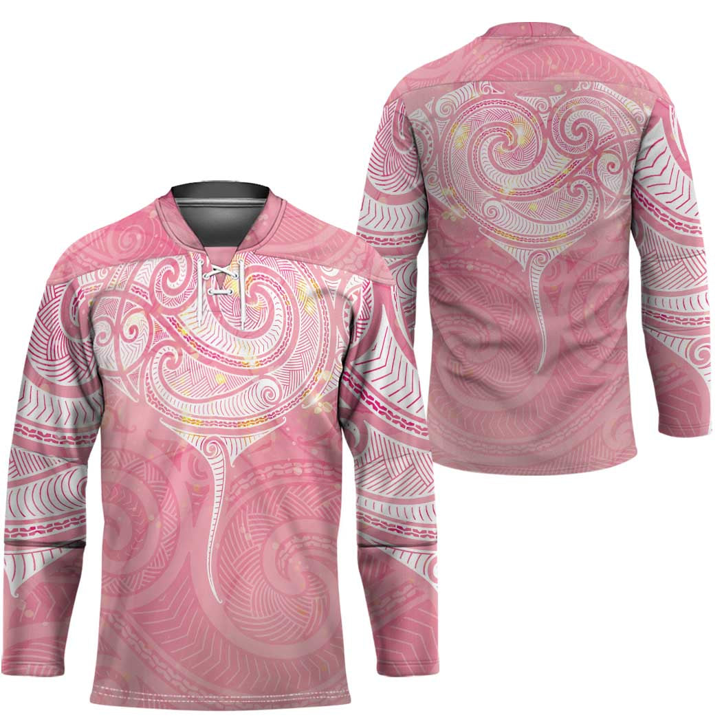Breast Cancer Awareness Maori Aotearoa Hockey Jersey Manta Ray - Pink Glaze LT7 - Polynesian Pride