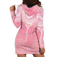 Breast Cancer Awareness Maori Aotearoa Hoodie Dress Manta Ray - Pink Glaze LT7 - Polynesian Pride