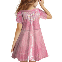 Breast Cancer Awareness Maori Aotearoa Kid Short Sleeve Dress Manta Ray - Pink Glaze LT7 - Polynesian Pride