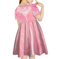 Breast Cancer Awareness Maori Aotearoa Kid Short Sleeve Dress Manta Ray - Pink Glaze LT7 - Polynesian Pride