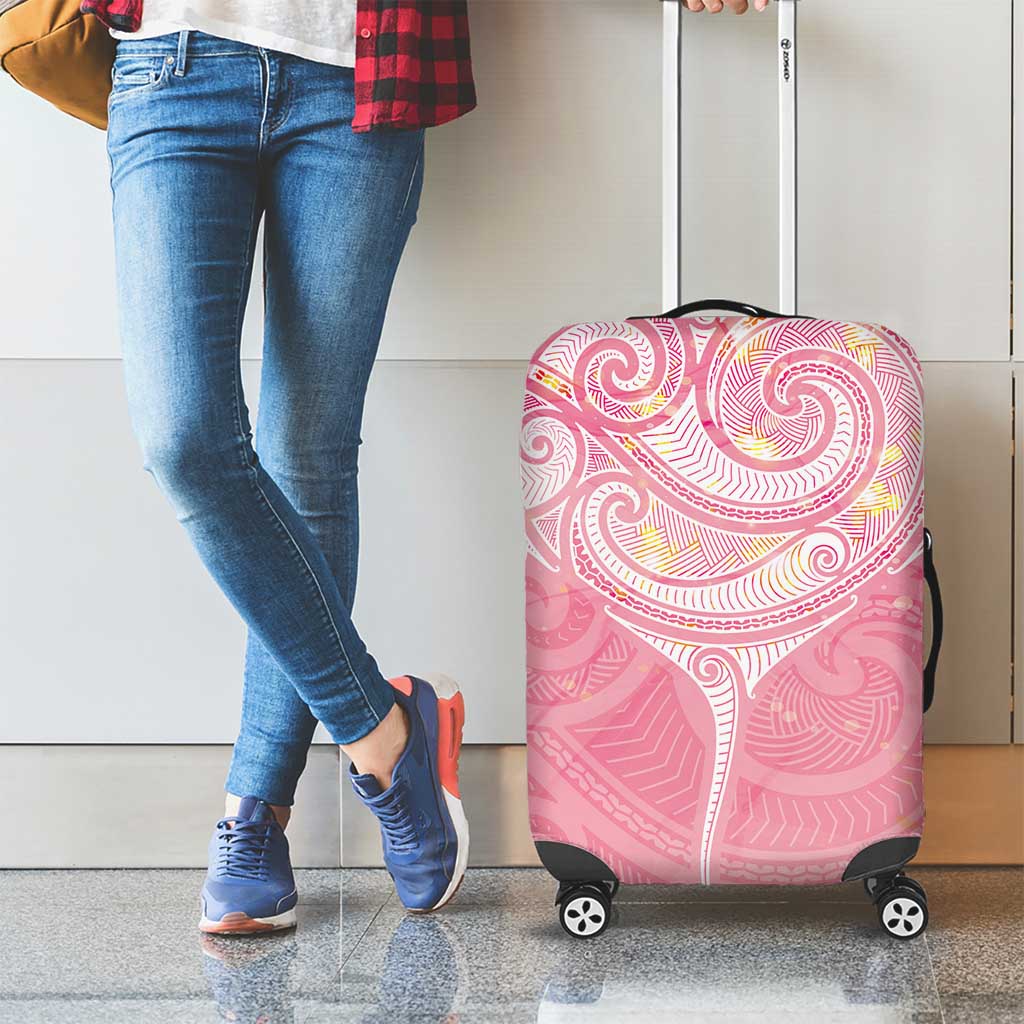 Breast Cancer Awareness Maori Aotearoa Luggage Cover Manta Ray - Pink Glaze LT7 - Polynesian Pride