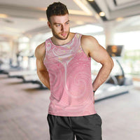 Breast Cancer Awareness Maori Aotearoa Men Tank Top Manta Ray - Pink Glaze - Polynesian Pride