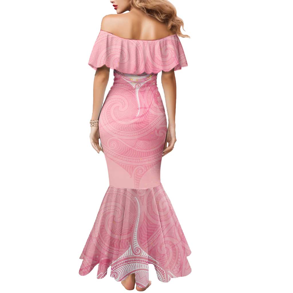 Breast Cancer Awareness Maori Aotearoa Mermaid Dress Manta Ray - Pink Glaze LT7 - Polynesian Pride