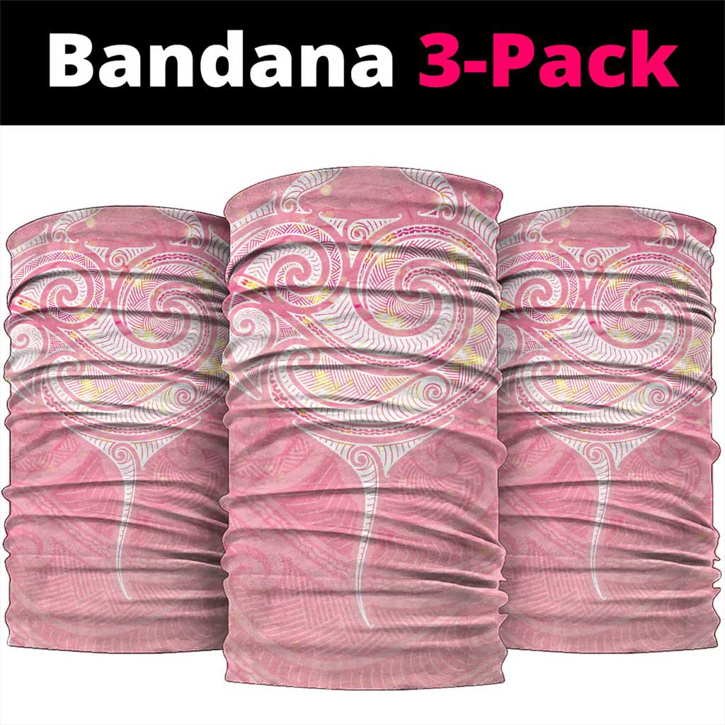 Breast Cancer Awareness Maori Aotearoa Neck Gaiter Manta Ray - Pink Glaze LT7 package One Size: 25*50cm Pink - Polynesian Pride