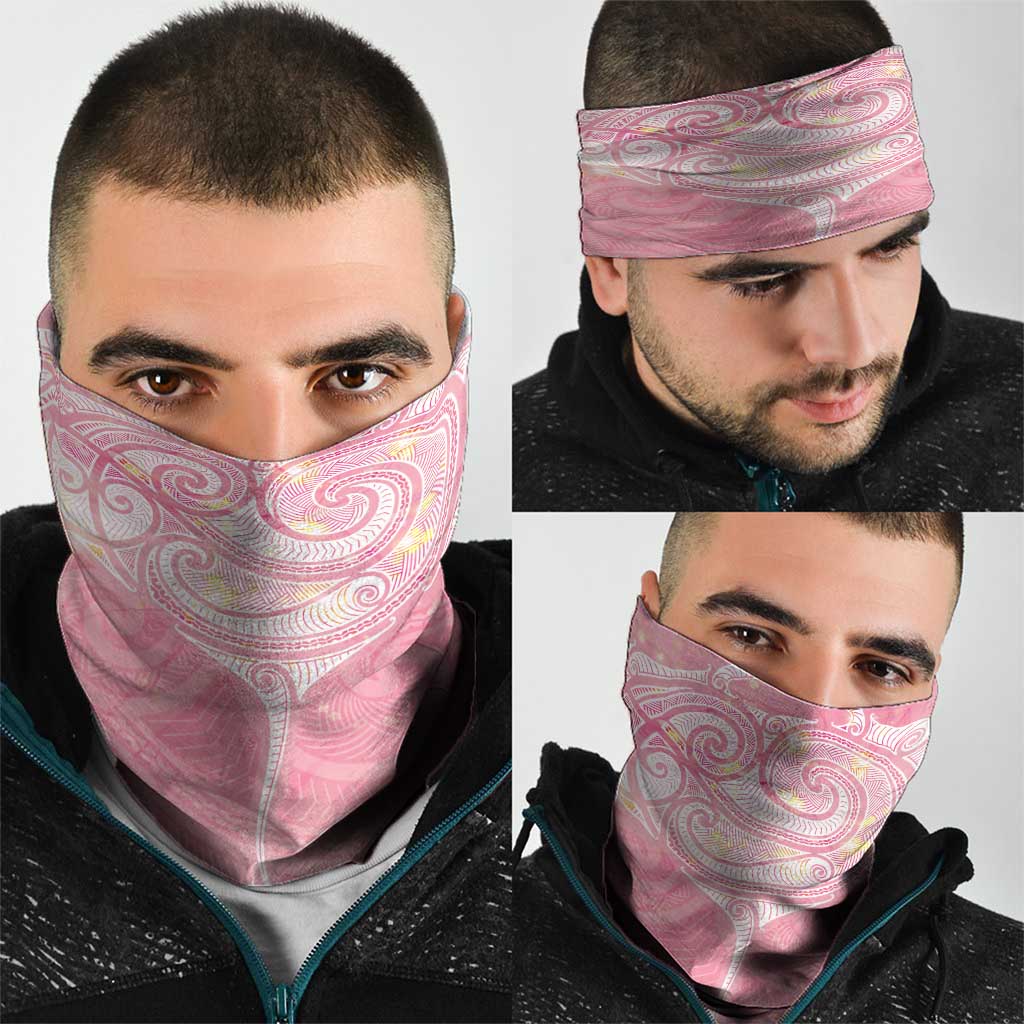 Breast Cancer Awareness Maori Aotearoa Neck Gaiter Manta Ray - Pink Glaze LT7 - Polynesian Pride