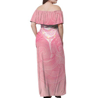 Breast Cancer Awareness Maori Aotearoa Off Shoulder Maxi Dress Manta Ray - Pink Glaze LT7 - Polynesian Pride