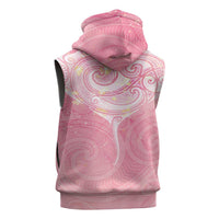 Breast Cancer Awareness Maori Aotearoa Sleeveless Zip Hoodie Manta Ray - Pink Glaze LT7 - Polynesian Pride