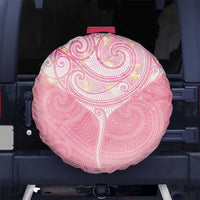 Breast Cancer Awareness Maori Aotearoa Spare Tire Cover Manta Ray - Pink Glaze LT7 No hole Pink - Polynesian Pride
