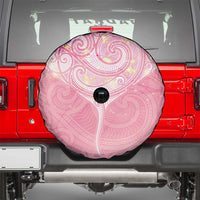 Breast Cancer Awareness Maori Aotearoa Spare Tire Cover Manta Ray - Pink Glaze LT7 - Polynesian Pride