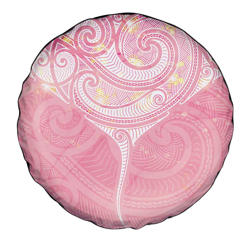 Breast Cancer Awareness Maori Aotearoa Spare Tire Cover Manta Ray - Pink Glaze LT7 - Polynesian Pride