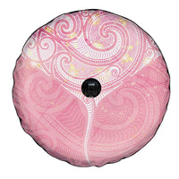 Breast Cancer Awareness Maori Aotearoa Spare Tire Cover Manta Ray - Pink Glaze LT7 - Polynesian Pride