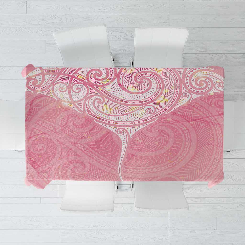 Breast Cancer Awareness Maori Aotearoa Tablecloth Manta Ray - Pink Glaze LT7 Pink - Polynesian Pride