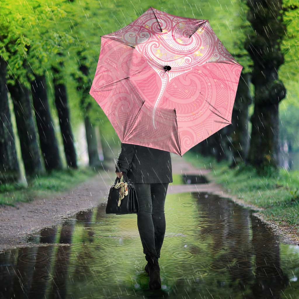 Breast Cancer Awareness Maori Aotearoa Umbrella Manta Ray - Pink Glaze - Polynesian Pride