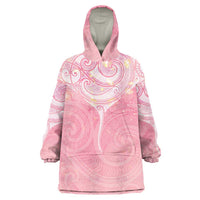 Breast Cancer Awareness Maori Aotearoa Wearable Blanket Hoodie Manta Ray - Pink Glaze LT7 One Size Pink - Polynesian Pride