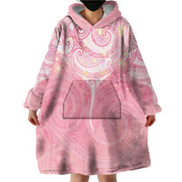 Breast Cancer Awareness Maori Aotearoa Wearable Blanket Hoodie Manta Ray - Pink Glaze LT7 - Polynesian Pride
