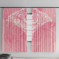 Breast Cancer Awareness Maori Aotearoa Window Curtain Manta Ray - Pink Glaze LT7 With Hooks Pink - Polynesian Pride