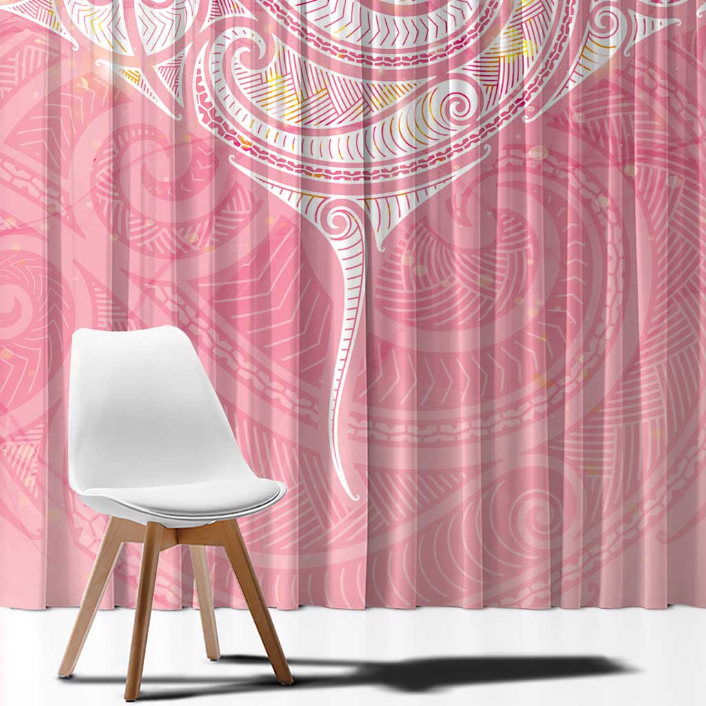 Breast Cancer Awareness Maori Aotearoa Window Curtain Manta Ray - Pink Glaze LT7 - Polynesian Pride