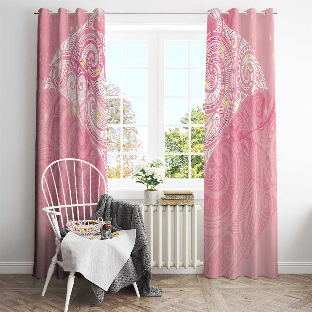 Breast Cancer Awareness Maori Aotearoa Window Curtain Manta Ray - Pink Glaze LT7 - Polynesian Pride