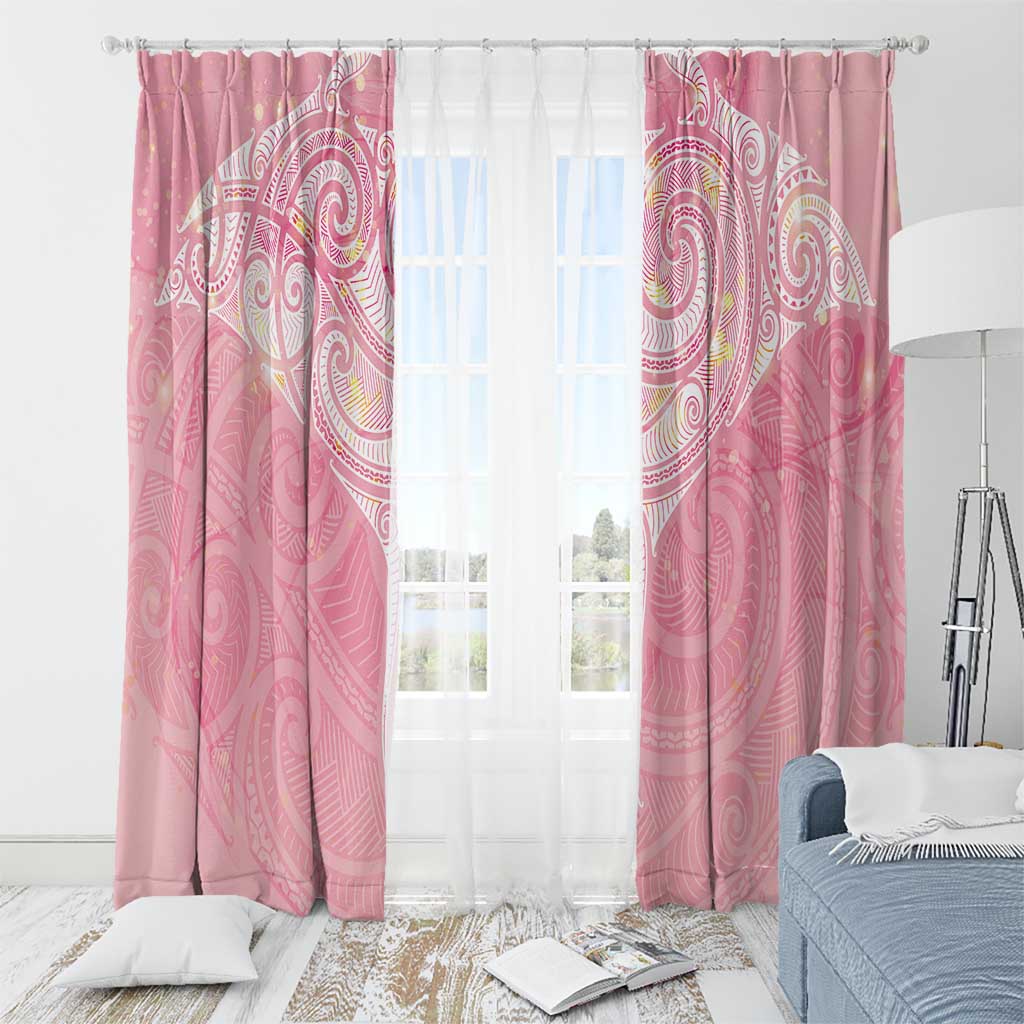 Breast Cancer Awareness Maori Aotearoa Window Curtain Manta Ray - Pink Glaze LT7 - Polynesian Pride